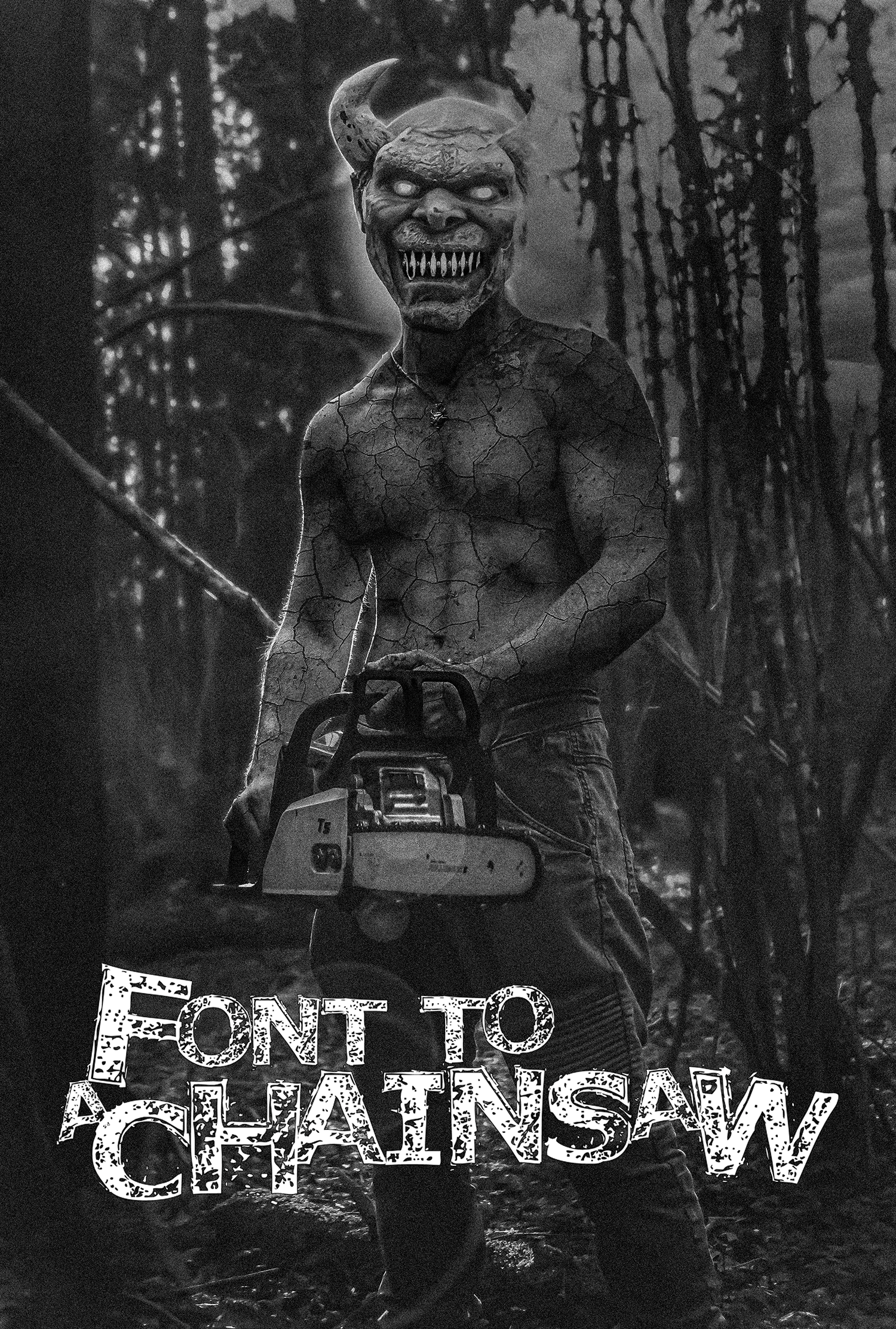 Font to a Chainsaw Font to a Chainsaw, an extra bold, black, highly eroded and destroyed font.
